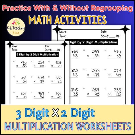 Multiply 3-Digit by 2 Digit Worksheet に対する画像結果