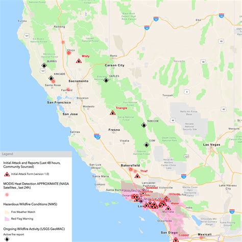 Toradh íomhá ar Map of Current California Wildfires