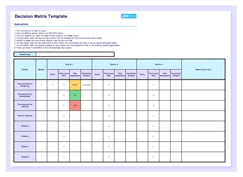 Image result for Free Decision Matrix Template