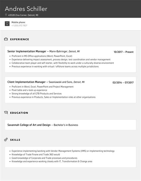 Toradh íomhá ar Implementation Manager Resume