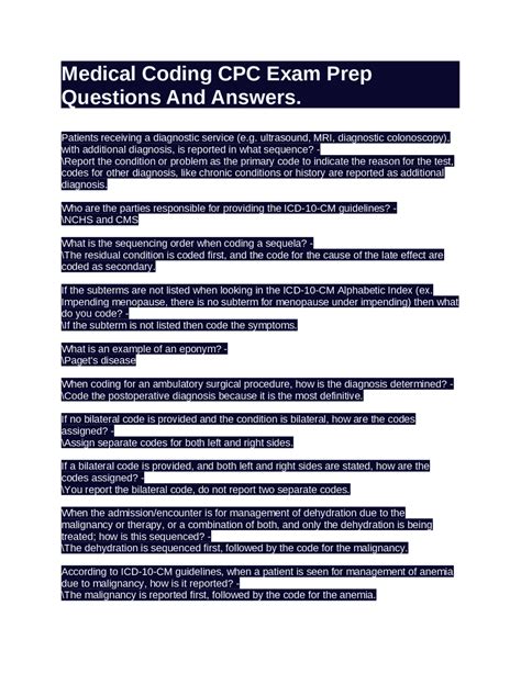 Image result for CPT Medical Coding Questions and Answers