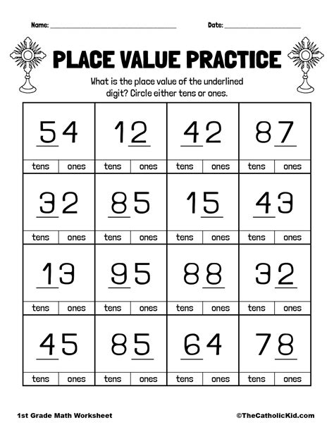 Image result for First Grade Math Test Printable Place Value