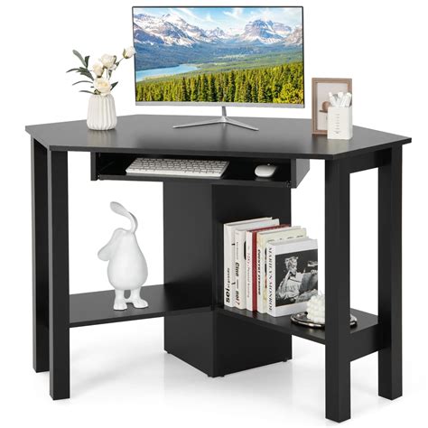 Image result for Corner Computer Desk with Keyboard Tray