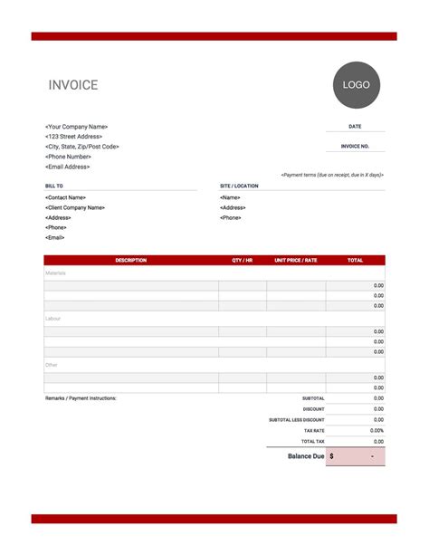 Afbeeldingsresultaten voor Contractor Invoice Format