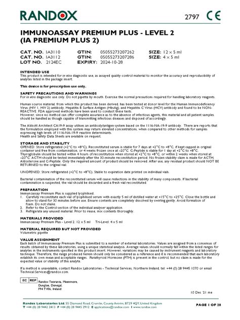 Image result for Randox Control Value Sheet