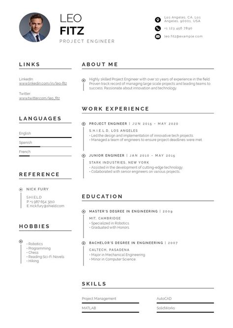 Résultat d’images pour Project Engineer Resume