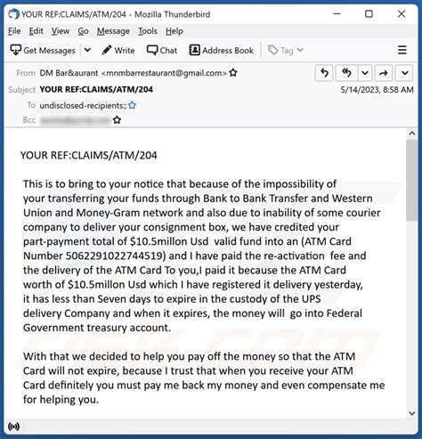 Nigerian Email Scam Example に対する画像結果