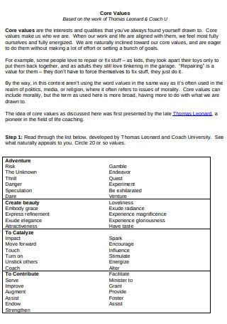 Image result for Core Values Checklist