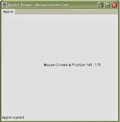 Toradh íomhá ar Mouse Events Java Program