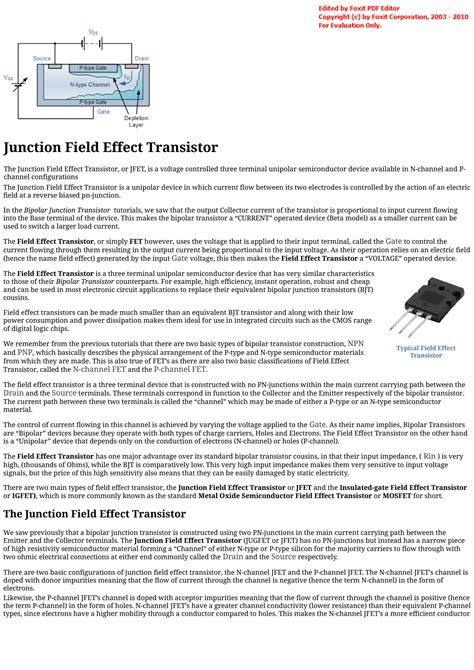 Résultat d’images pour JFET Tutorial