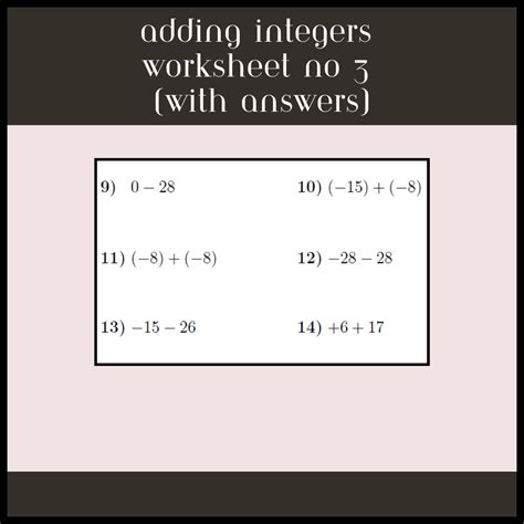 Image result for Adding Integers Worksheet and Answer Key Laws