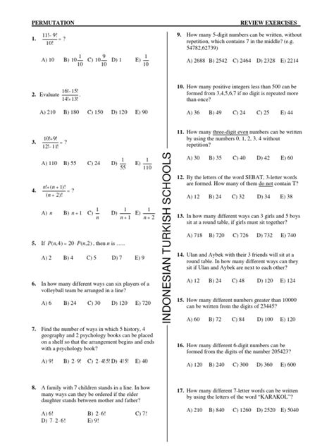 Image result for Simple Combination and Permutation Worksheet