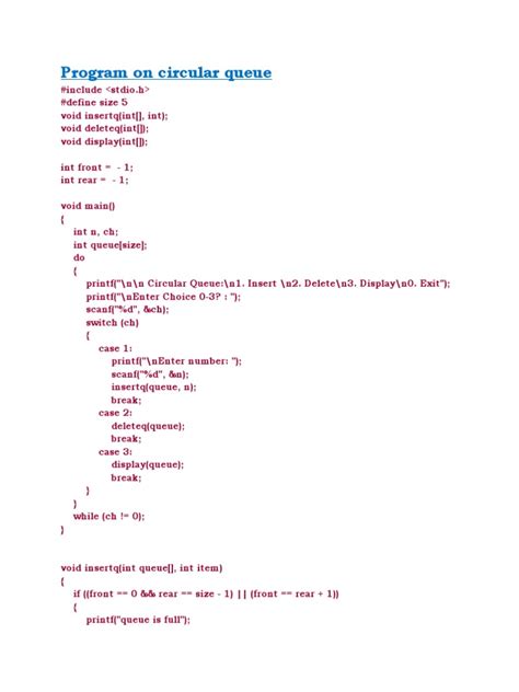 Image result for Menu-Driven Program of Circular Queue