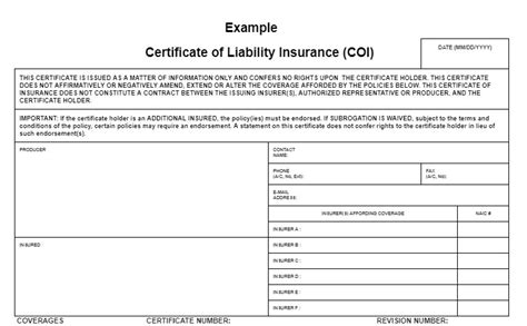 Image result for Business Certificate of Liability Insurance