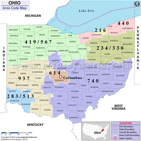 Toradh íomhá ar Ohio Area Code Map