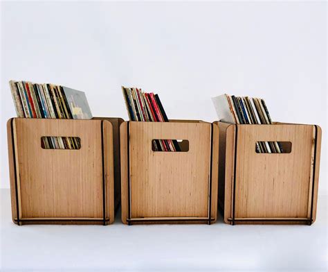 Vinyl Record Storage Crates These Wood LP Record Boxes come in a 3 pack ...