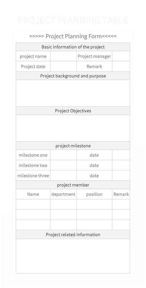 Image result for Project Planning Table