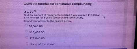 Toradh íomhá ar Pert Equation Compounded Continuously
