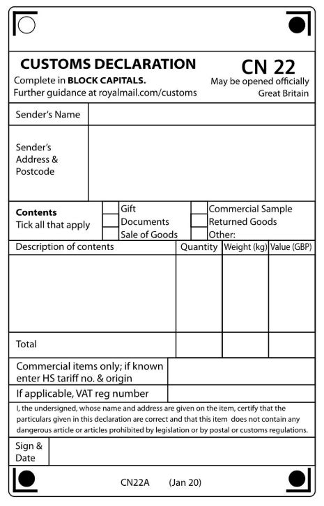 Image result for Small Packet CN22 Form