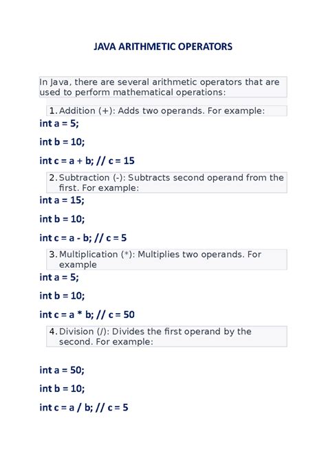 Image result for Arithmetic Operatora in Java