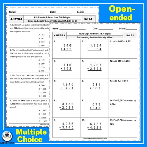 Image result for 4 Digit Algorithm Adition and Subtraction Worksheets