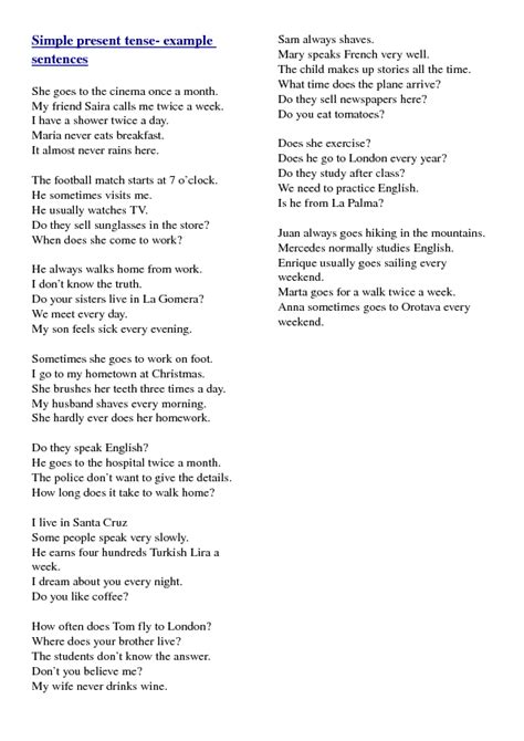 Image result for Simple Present Tense Sentence Pattern