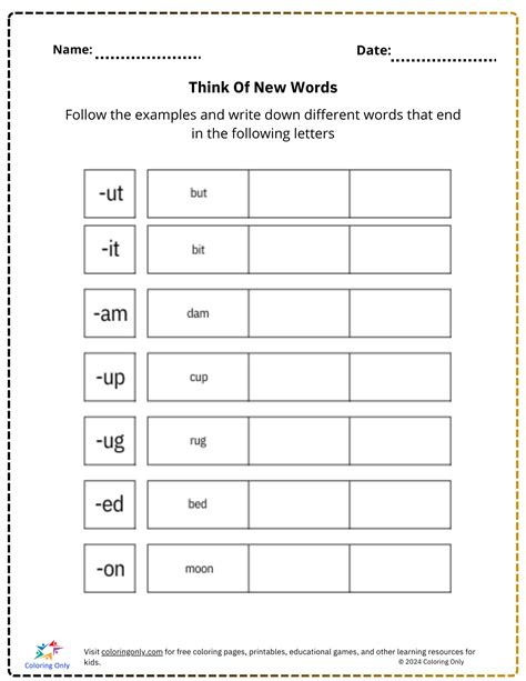 Image result for Printable Learning Words
