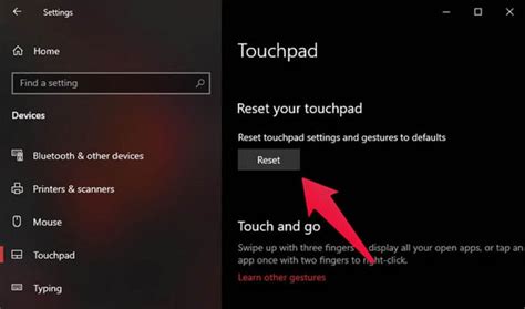 Toradh íomhá ar Touchpad Reset