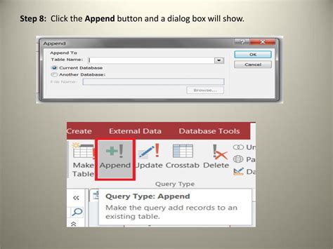 Append Query Button માટે ઇમેજ પરિણામ