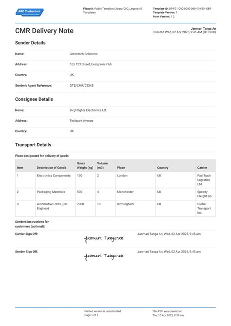Toradh íomhá ar Consignment Note CPT Codes