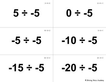 Image result for Maths Negative Numbers Flash Cards