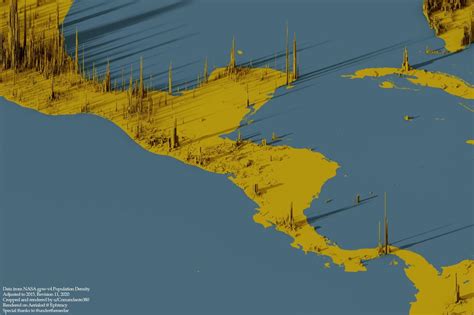 Population Density Map of Central America.... - Maps on the Web