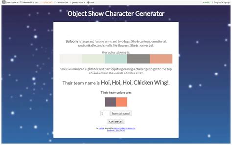 Image result for Random Object Show Character Generator