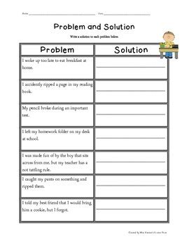 Image result for Free Printable Problem and Solution Worksheet