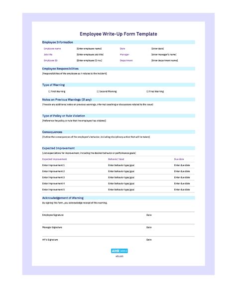 Image result for Example of Employee Write Up