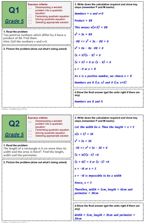 Image result for Quadratic Word Problems Worksheet PDF