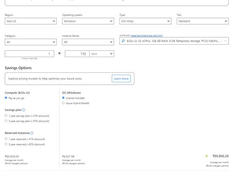 Azure Virtual Machine Pricing に対する画像結果