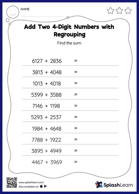 Image result for Addition 4 Digit with Carrying Worksheet