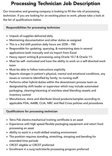 Image result for Process Technology Job Description
