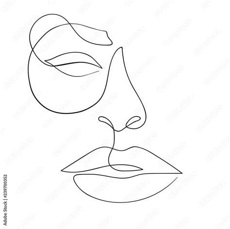 One line drawing face. Modern minimalism art, aesthetic contour ...