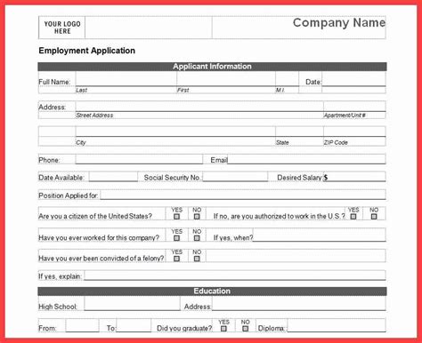 Image result for Basic Job Application Templates Short Form