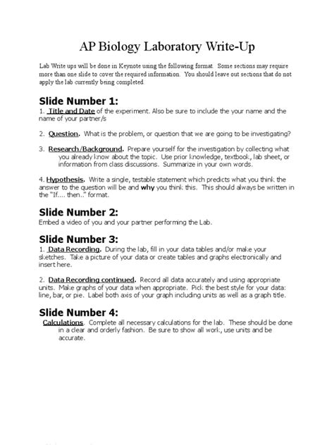 Image result for AP Biology Lab Report Example