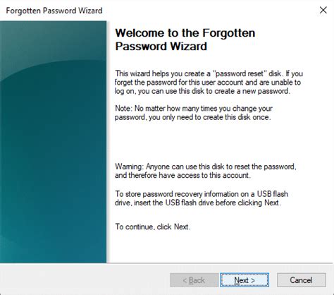 User Account Create a Password Reset Disk에 대한 이미지 결과