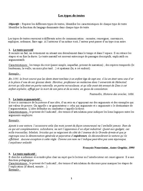 Les Differents Types De Textes に対する画像結果