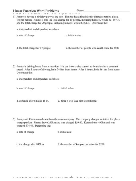 Image result for Functions Word Problems Worksheet PDF
