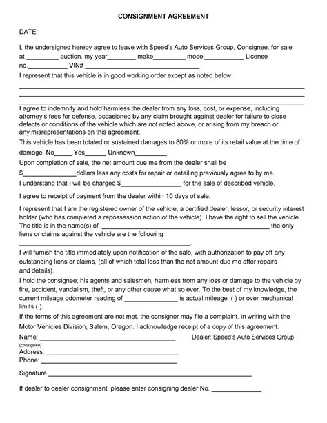 Image result for Printable Consignment Form