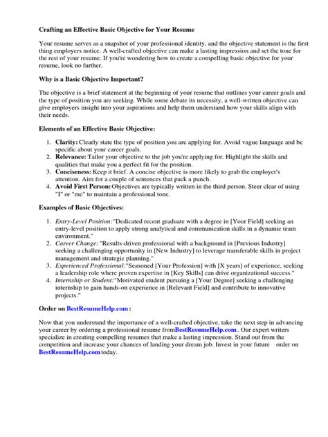 Résultat d’images pour Basic Resume Objective