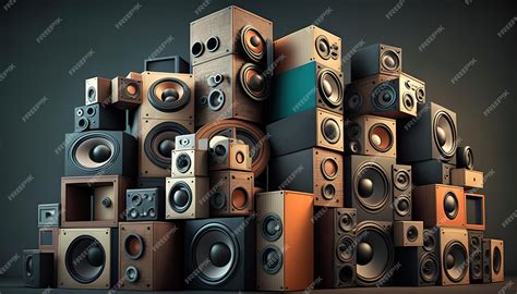 Premium AI Image | A stack of speakers