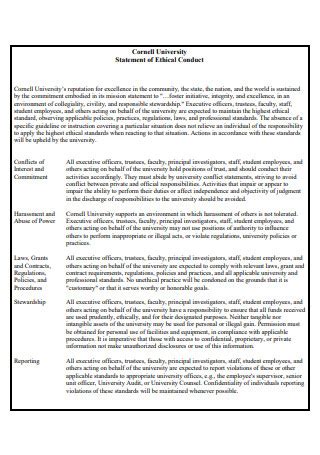 Image result for Statement of Ethics Example