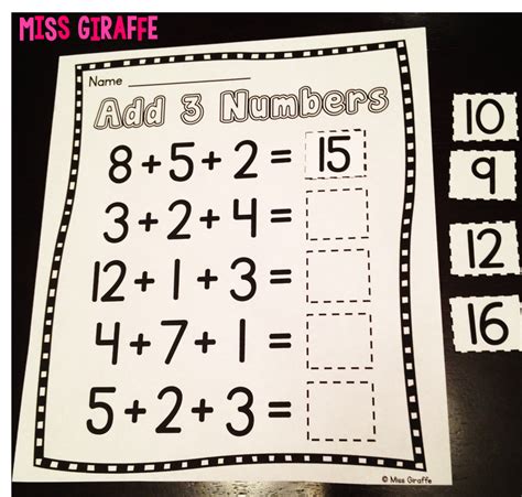 Résultat d’images pour 3 Addends Addition Worksheet